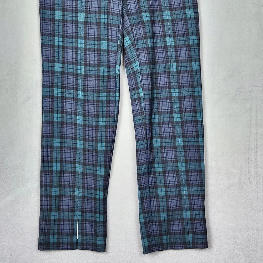 J MCLAUGHLIN Pants Womens Size 0 Green Plaid Straight Leg Measure 28X28
